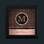 Monogram / Name  - Rose Gold and Black Gift Box<br><div class="desc">Keepsake Gift Box ready for you to personalise. ✔NOTE: ONLY CHANGE THE TEMPLATE AREAS NEEDED! 😀 If needed, you can remove the text and start fresh adding whatever text and font you like. 📌If you need further customisation, please click the "Click to Customise further" or "Customise or Edit Design" button...</div>