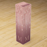 Monogram Name Rose Gold Glitter Wine Gift Box<br><div class="desc">Wine Gift Boxes with Monogram Name Text Rose Gold Blush Glitter Sparkle Personalised Birthday - Anniversary or Wedding Gift / Suppliest - Add Your Letter / Name - Text or Remove - Make Your Special Wine Gift - Resize and move or remove and add text / elements with Customisation tool....</div>