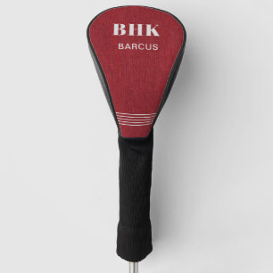 Monogram Name, Ruby Red Denim Print, Driver Cover