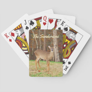 Monogram Name Rustic Doe Deer  Playing Cards