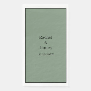 Monogram Name Sage Green Elegant Modern Wedding Napkin
