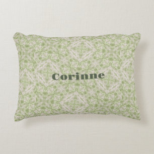 Monogram Name Sage Green Pattern Decorative Cushion