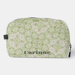 Monogram Name Sage Green Pattern Dopp Kit