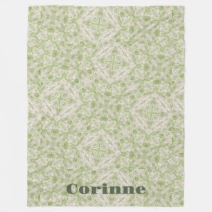 Monogram Name Sage Green Pattern   Fleece Blanket
