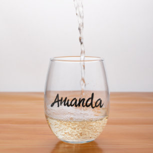 Monogram Name Script Custom  Stemless Wine Glass