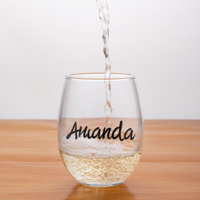 Monogram Name Script Custom  Stemless Wine Glass (Creator Uploaded)