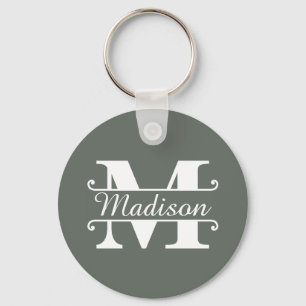 Monogram name sign key ring