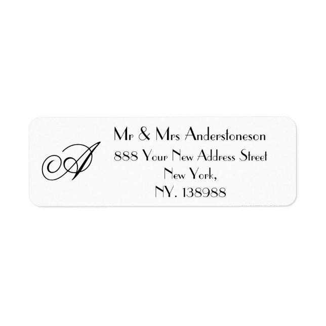 Monogram + Name Simple Chic Wedding Return Address (Front)