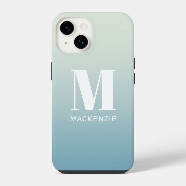 Monogram Name Simple Gradient Personalised iPhone Case (Back)