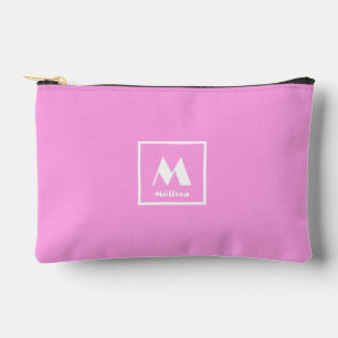 monogram name simple pink accessory pouch
