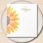 Monogram Name Sunflower Notepad<br><div class="desc">This floral personalized notepad features a yellow watercolor sunflower and stylish typography.
Easily customizable with your name and monogram.
Original Watercolor © Michele Davies.</div>