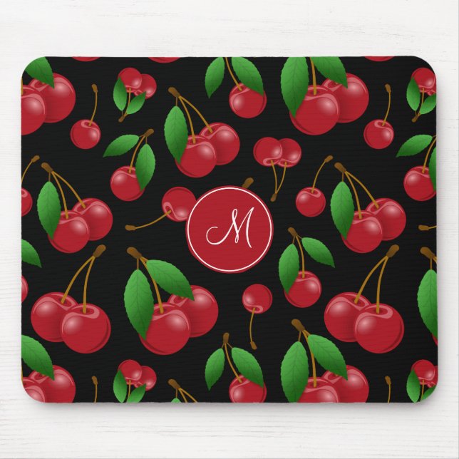 monogram name sweet summertime cherries patterned mouse mat (Front)