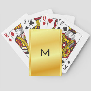 Monogram Name Template Modern Gold Metallic Look Playing Cards