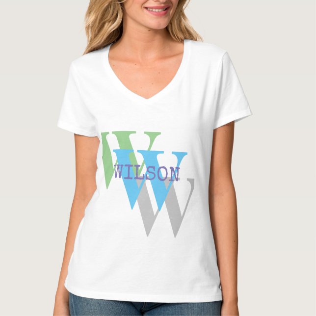 monogram name trendy minimal grey T-Shirt (Front)