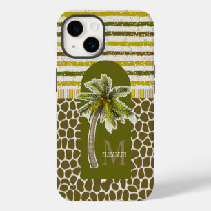 Monogram Name Tropical iPhone 14 Case