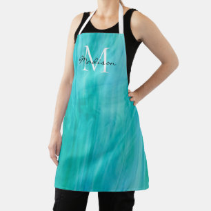 Monogram Name Turquoise Apron