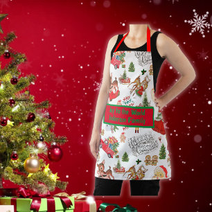 Monogram Name Vintage Christmas Apron
