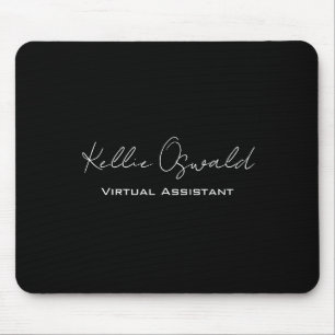 Monogram Name Virtual Assistant Black and White Mouse Mat