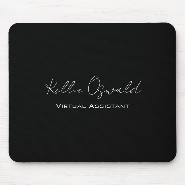 Monogram Name Virtual Assistant Black and White Mouse Mat (Front)