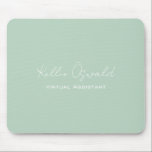 Monogram Name Virtual Assistant Light Green White Mouse Mat<br><div class="desc">A simple and elegant full name monogram and occupation design.</div>