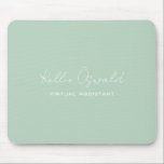 Monogram Name Virtual Assistant Light Green White Mouse Mat<br><div class="desc">A simple and elegant full name monogram and occupation design.</div>