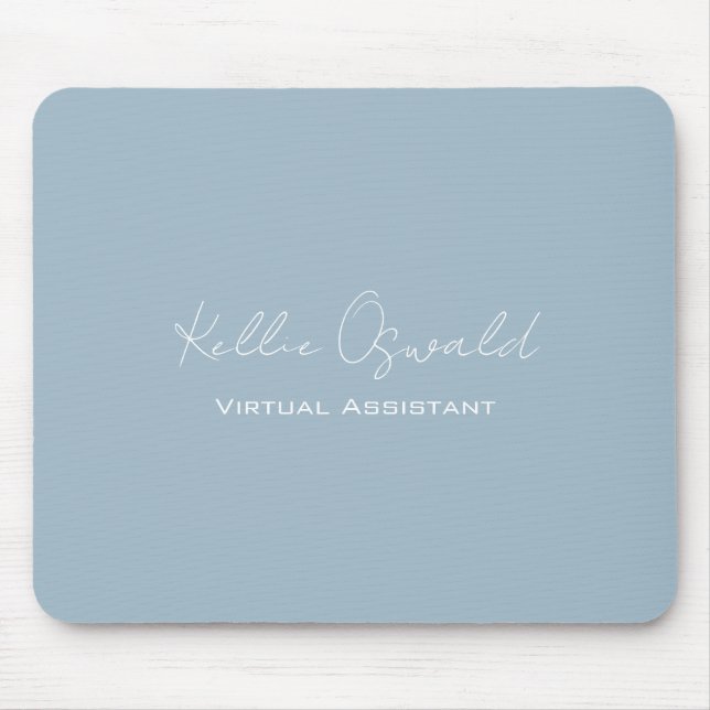 Monogram Name Virtual Assistant White Light Blue M Mouse Mat (Front)