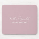 Monogram Name Virtual Assistant White Rose Pink Mouse Mat<br><div class="desc">A simple and elegant full name monogram and occupation design.</div>