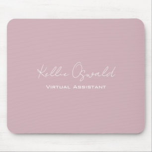 Monogram Name Virtual Assistant White Rose Pink Mouse Mat