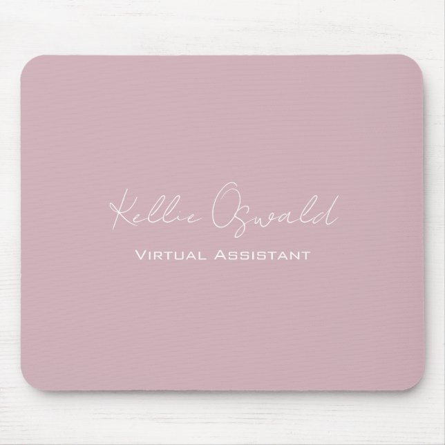 Monogram Name Virtual Assistant White Rose Pink Mouse Mat (Front)