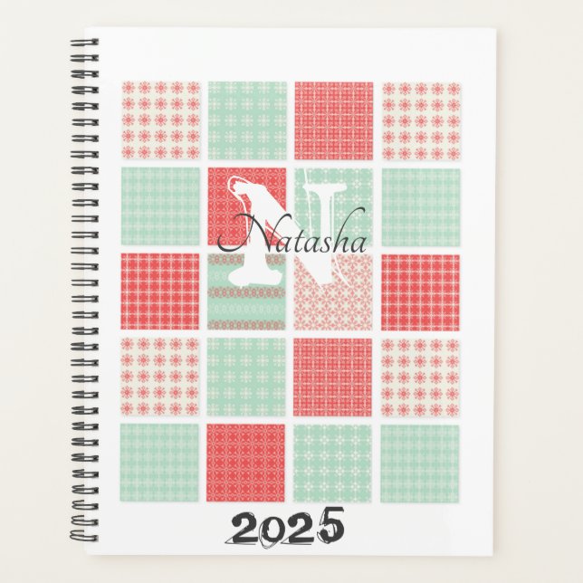Monogram Name Watercolor Pattern 2025 Planner (Front)