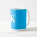 Monogram Name Wedding Gift Party Favour Blue White Coffee Mug<br><div class="desc">Designed with custom monogram text template which you can edite and personalise!</div>