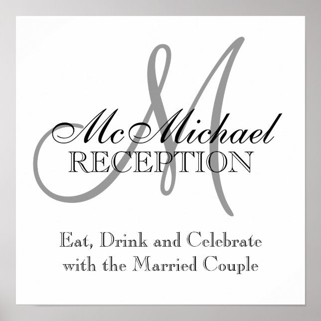 Monogram Name Wedding Reception Signs (Front)