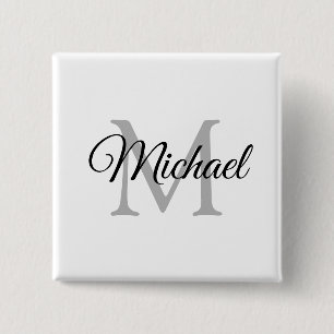 Monogram Name White Personalised Template Square 15 Cm Square Badge
