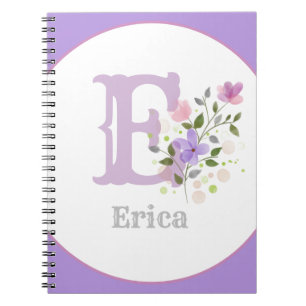 Monogram & Name with Flowers Notebook