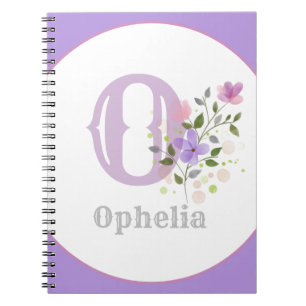Monogram & Name with Flowers Notebook