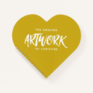 Monogram Name Yellow Heart Artist Sketchbook Notebook