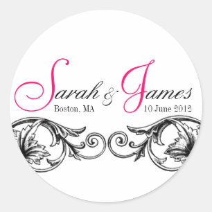 Monogram Names Date Place Wedding Stickers
