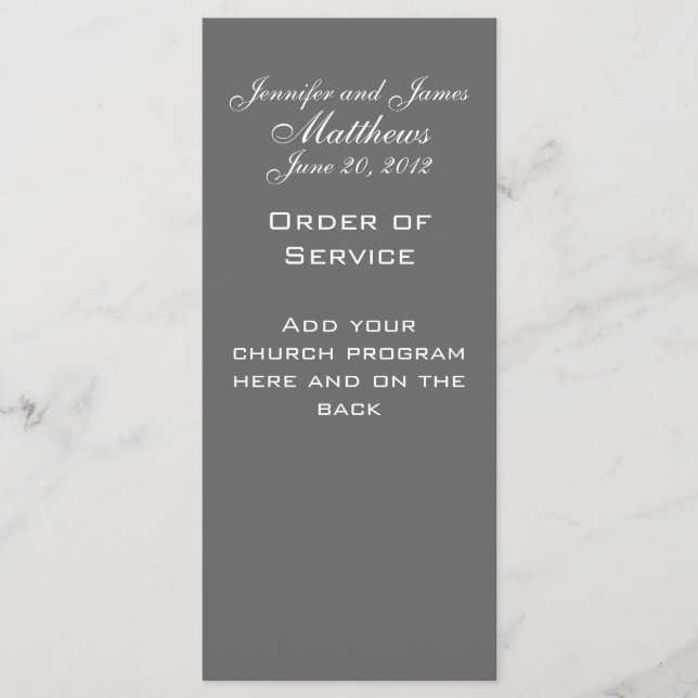 Monogram Names Date Wedding Service Church Program Programme (Front)