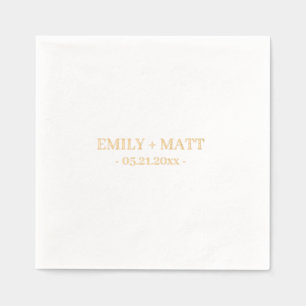Monogram Names Elegant Wedding Gold  Foil Napkins