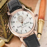 Monogram names  initials newly married couple gift watch<br><div class="desc">We offer you a classic style watch with an Antiquity vibe with an Old Fashioned Ornamental Emblem with Elegant Template and simple monograms with names and initials for a newly married couple gift or wedding gifts. This watch features art nouveau style crown design with Luxury Typography Vintage Flower Old Logo...</div>
