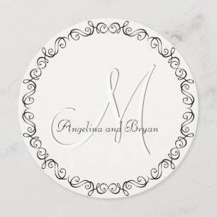 Monogram Names Simple Wedding Invitation
