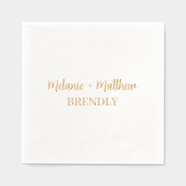 Monogram Names Wedding Elegant Hand Lettered Gold Foil Napkins (Front)
