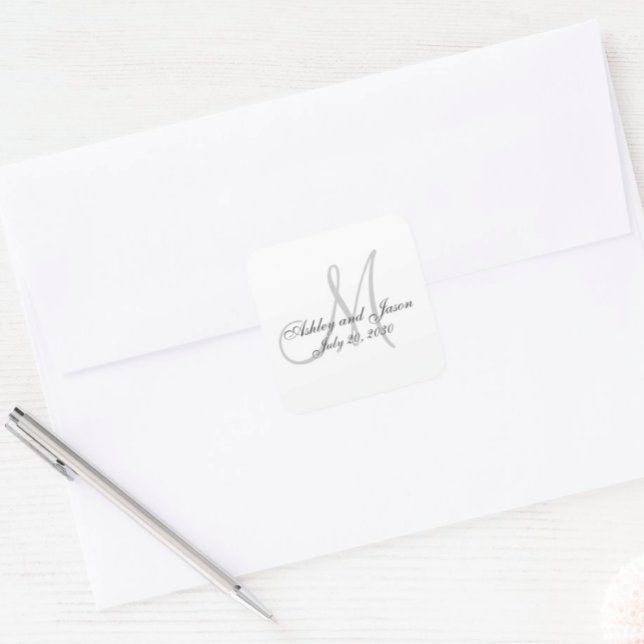 Monogram Names Wedding Favour Sticker Template (Creator Uploaded)