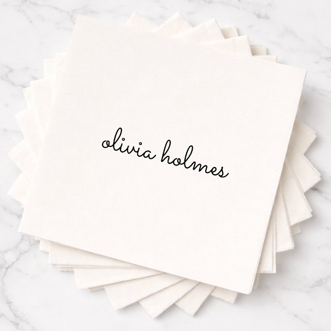 Monogram Napkin | Custom Name Text Paper Napkins (Personalized script napkins create a simple stylish detail for modern events )
