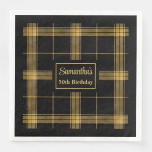 Monogram Napkins Luxe Black Gold Wedding Accent