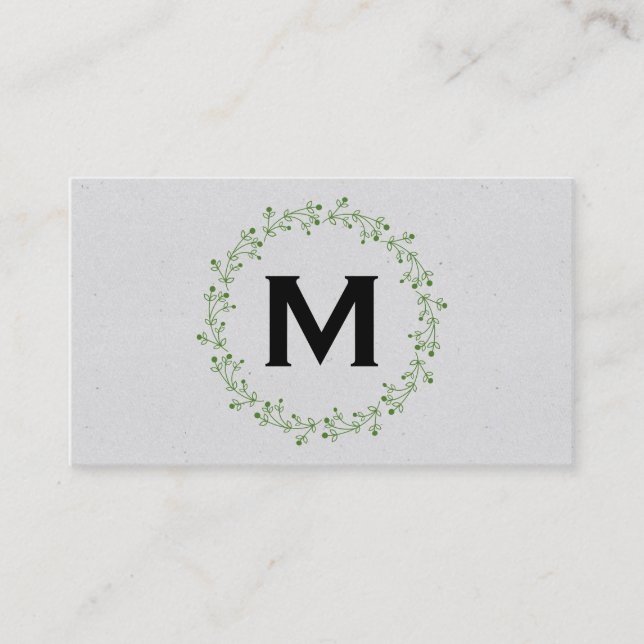 Monogram / Natural / Wreath II Business Card (Front)