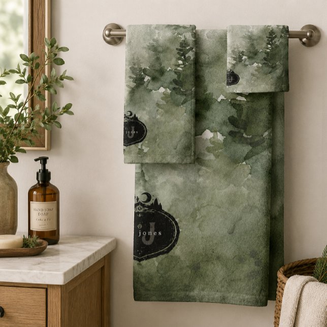 Monogram Nature Stamp | Custom Name Bath Towel Set (Creator Uploaded)