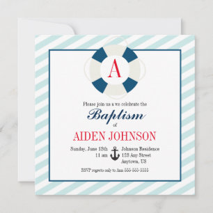 Monogram Nautical Baptismal Invitation