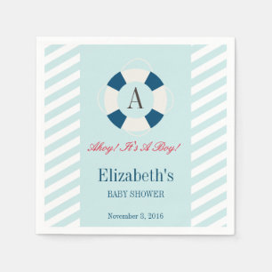 Monogram Nautical Buoy Baby Shower Napkin
