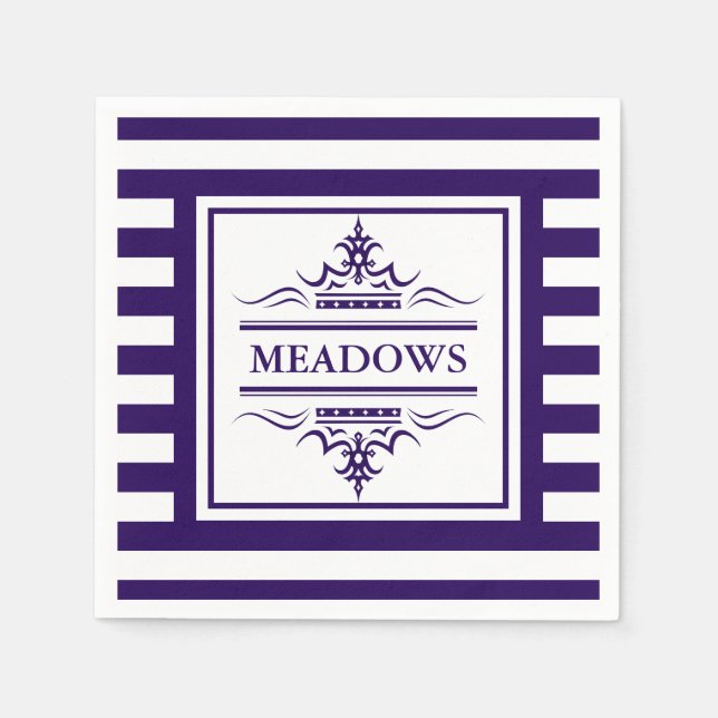 Monogram Nautical Elegant Navy Blue Paper Napkins (Front)